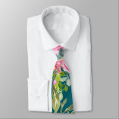 Rose in Rosa und Creme auf Aquamarin Krawatte (Gebunden)