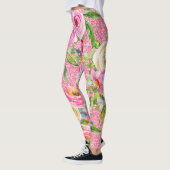 Rose in Rosa und Creme auf rosa Glitzer Leggings (Links)