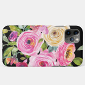 Rose in Rosa und Creme auf Schwarz Case-Mate iPhone Hülle (Rückseite (Horizontal))