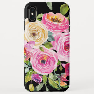 Rose in Rosa und Creme auf Schwarz Case-Mate iPhone Hülle