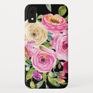 Rose in Rosa und Creme auf Schwarz Case-Mate iPhone Hülle
