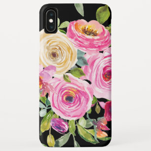Rose in Rosa und Creme auf Schwarz Case-Mate iPhone Hülle