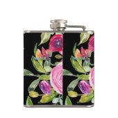 Rose in Rosa und Creme auf Schwarz Flachmann (Rückseite)