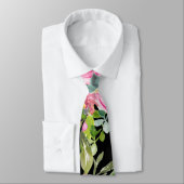 Rose in Rosa und Creme auf Schwarz Krawatte (Gebunden)