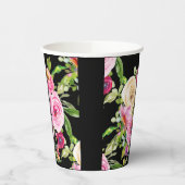 Rose in Rosa und Creme auf Schwarz Pappbecher (Links)