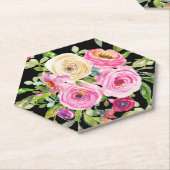 Rose in Rosa und Creme auf Schwarz Untersetzer (angewinkelt)