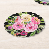 Rose in Rosa und Creme auf Schwarz Untersetzer (angewinkelt)