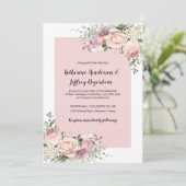 Rose in Rosa und Creme Einladung (Stehend Vorderseite)