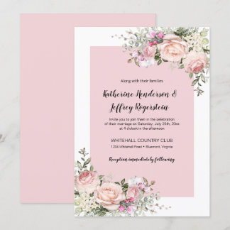 Rose in Rosa und Creme Einladung