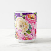 Rose in Rosa und Creme, Lila Glitzer Kaffeetasse (Mittel)