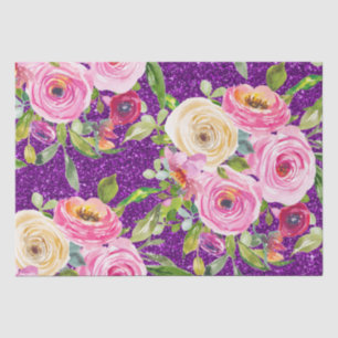 Rose in Rosa und Creme, Lila Glitzer Seidenpapier