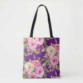 Rose in Rosa und Creme, Lila Glitzer Tasche (Vorderseite)