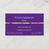 Rose in Rosa und Creme, Lila Glitzer Visitenkarte (Rückseite)