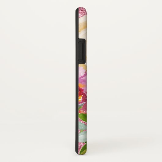 Rose in Rosa und Cremepinot Glitzer Case-Mate iPhone Hülle (Hinten/Rechts)