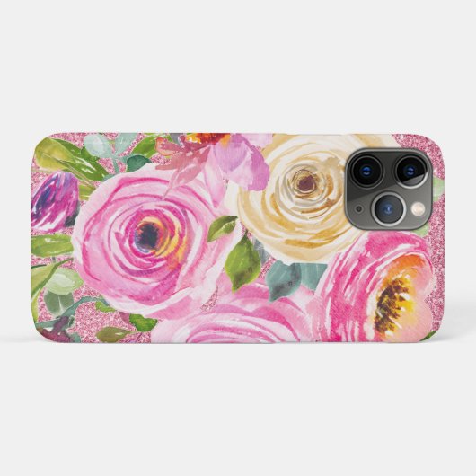 Rose in Rosa und Cremepinot Glitzer Case-Mate iPhone Hülle (Rückseite (Horizontal))