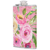 Rose in Rosa und Cremepinot Glitzer Flachmann (Links)