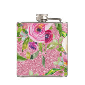 Rose in Rosa und Cremepinot Glitzer Flachmann (Rückseite)