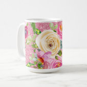 Rose in Rosa und Cremepinot Glitzer Kaffeetasse (Vorderseite Links)