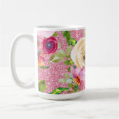 Rose in Rosa und Cremepinot Glitzer Kaffeetasse (Links)