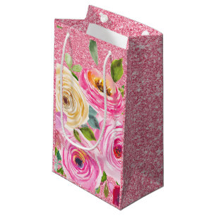 Rose in Rosa und Cremepinot Glitzer Kleine Geschenktüte