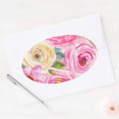 Rose in Rosa und Cremepinot Glitzer Ovaler Aufkleber (Umschlag)