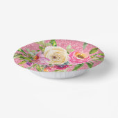 Rose in Rosa und Cremepinot Glitzer Pappteller (Gewinkelt)