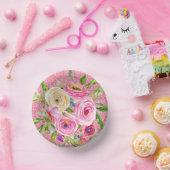 Rose in Rosa und Cremepinot Glitzer Pappteller (Party)