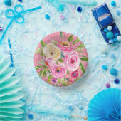 Rose in Rosa und Cremepinot Glitzer Pappteller (Party)