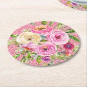 Rose in Rosa und Cremepinot Glitzer Runder Pappuntersetzer (Angewinkelt)