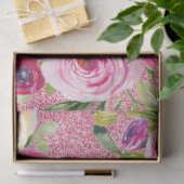 Rose in Rosa und Cremepinot Glitzer Seidenpapier (Geschenk)