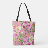 Rose in Rosa und Cremepinot Glitzer Tasche (Rückseite)