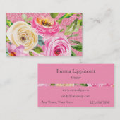 Rose in Rosa und Cremepinot Glitzer Visitenkarte (Vorne/Hinten)