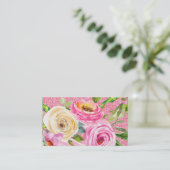 Rose in Rosa und Cremepinot Glitzer Visitenkarte (Stehend Vorderseite)