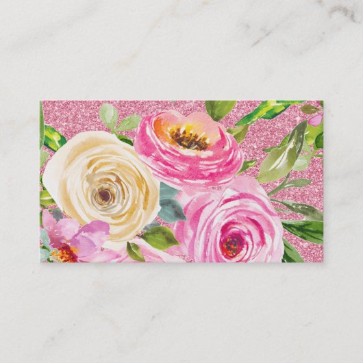 Rose in Rosa und Cremepinot Glitzer Visitenkarte (Vorderseite)