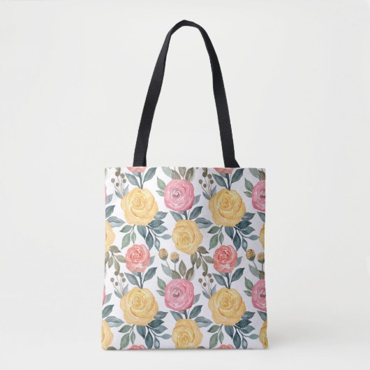 Rose in Rosa und Gelb Tasche (Vorderseite)