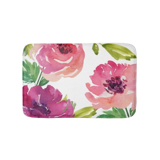 Rose in Rosa und Lila Badematte (Vorderseite)