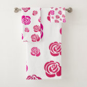 Rose in Rosa und Magenta in Blumenmuster Badhandtuch Set (Insitu)