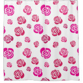 Rose in Rosa und Magenta in Blumenmuster Duschvorhang (Vorderseite)