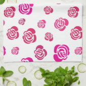 Rose in Rosa und Magenta in Blumenmuster Küchentuch (Gefaltet)