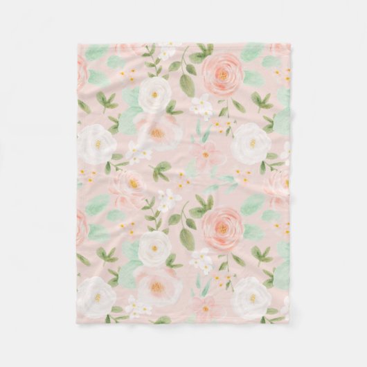 Rose in Rosa und Pfirsich Fleecedecke (Vorderseite)