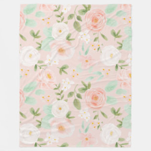 Rose in Rosa und Pfirsich Fleecedecke