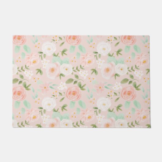 Rose in Rosa und Pfirsich Fußmatte (Vorderseite)