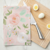 Rose in Rosa und Pfirsich Geschirrtuch (Viertel Falte)