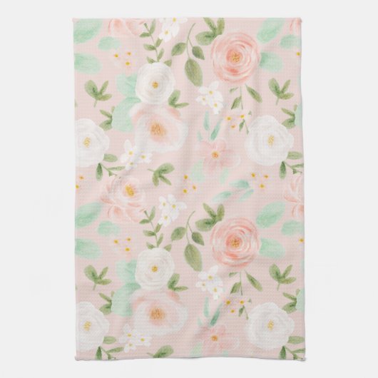 Rose in Rosa und Pfirsich Geschirrtuch (Vertikal)