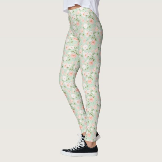 Rose in Rosa und Pfirsich Leggings (Links)