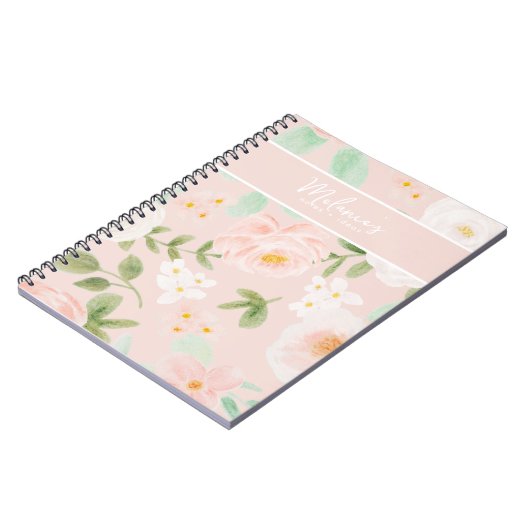 Rose in Rosa und Pfirsich Notizblock (Linke Seite)