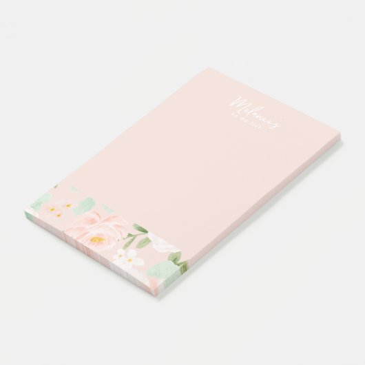 Rose in Rosa und Pfirsich Post-it Klebezettel (angewinkelt)