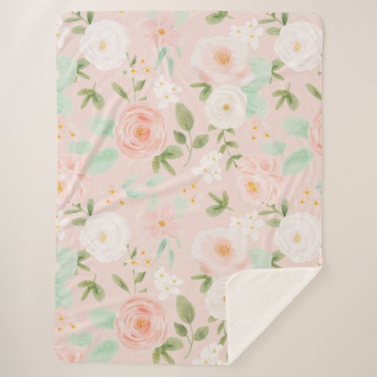 Rose in Rosa und Pfirsich Sherpadecke (Vorderseite)