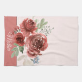 Rose in Rosa und Rot Geschirrtuch (Horizontal)