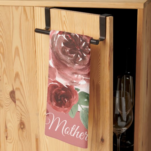 Rose in Rosa und Rot Geschirrtuch (Drittel gefaltet)